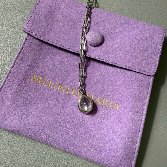NWT Melinda Maria Drop of Perfection Necklace Silver|White Diamondettes - Picture 5 of 8